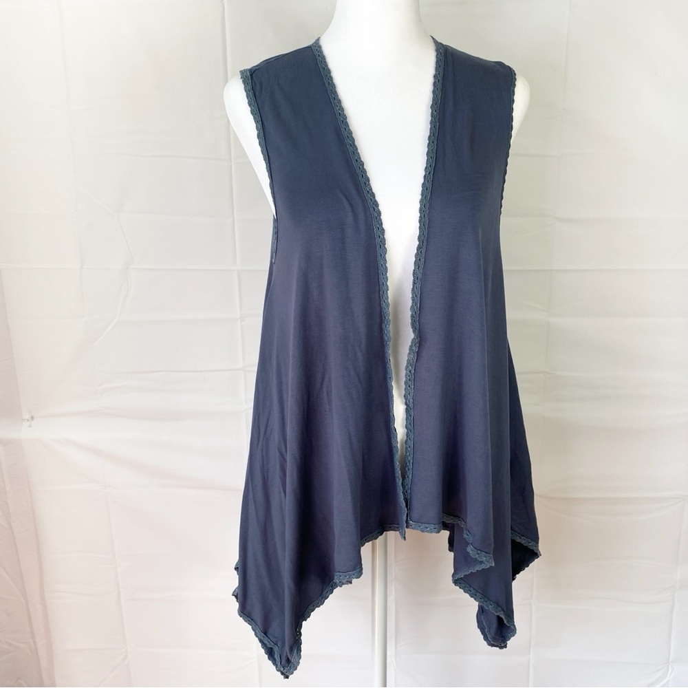 POL Hippie‎ Boho Sleeveless Embroidered Open Cardigan Vest Small S Lace